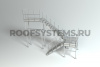 Лестница пожарная маршевая двухпролётная Roofsystems П2, ГОСТ, RAL 7004