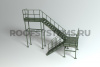 Лестница пожарная маршевая двухпролётная Roofsystems П2, ГОСТ, RAL 6020