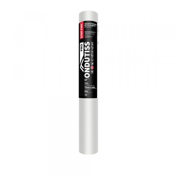 Ondutiss PRO Stop Fire негорючая мембрана, 1.27х59.06 м, рулон 75 м²
