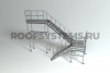 Лестница пожарная маршевая двухпролётная Roofsystems П2, ГОСТ, цинк