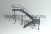 Лестница пожарная маршевая двухпролётная Roofsystems П2, ГОСТ, RAL 7024