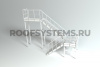 Лестница пожарная маршевая двухпролётная Roofsystems П2, ГОСТ, RAL 9010